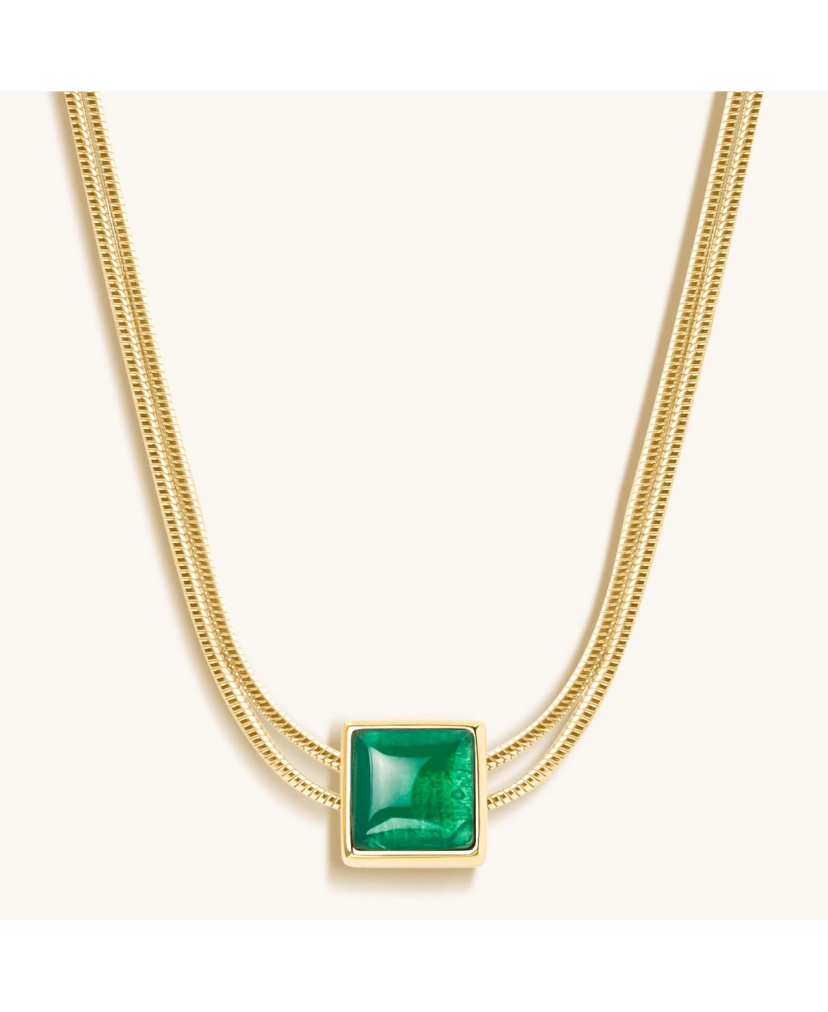 Devote & Achieve Emerald Evil Eye May Birthstone Necklace - Gold/Green