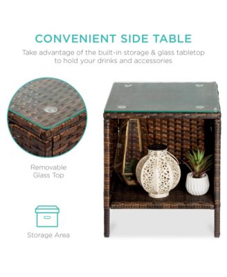 3-Piece Outdoor Wicker Conversation Patio Bistro Set, w/ 2 Chairs, Table