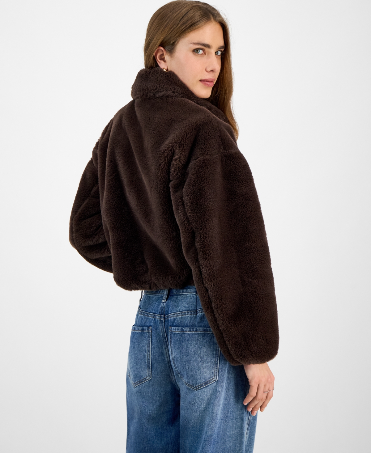 Jou Jou Juniors' Faux-fur Bomber Jacket In Brown