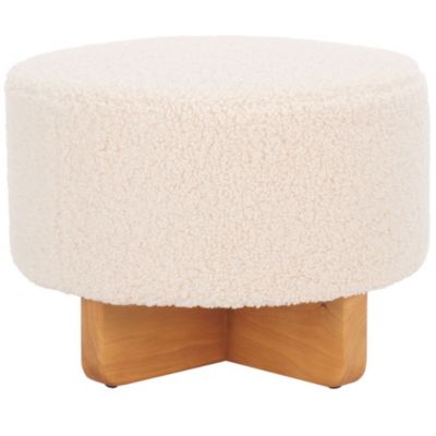 19.7" wood Alistair Round Ottoman