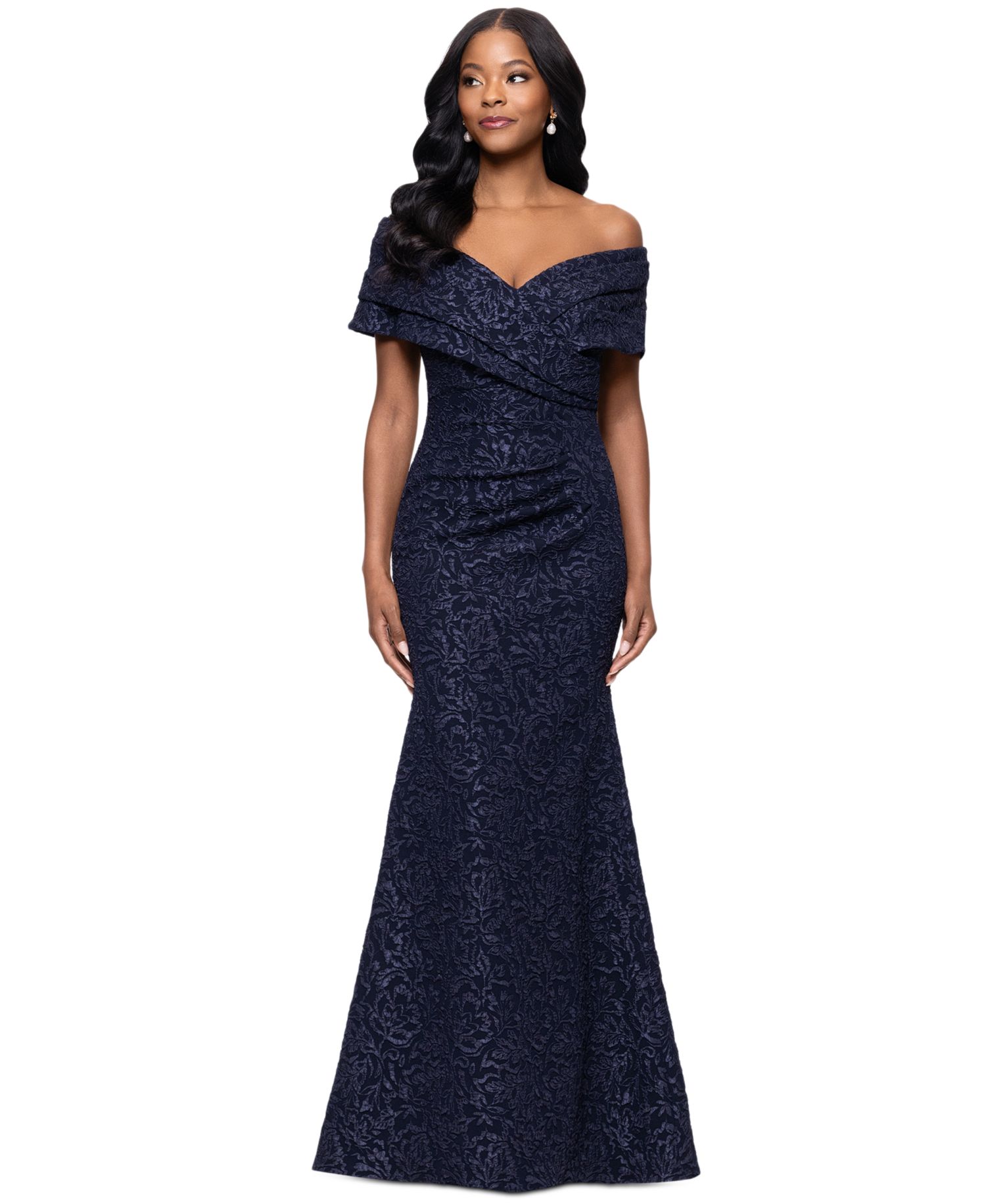 Women's Off-The-Shoulder Brocade Gown