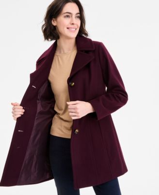 Women's Single-Breasted Notched-Collar Peacoat