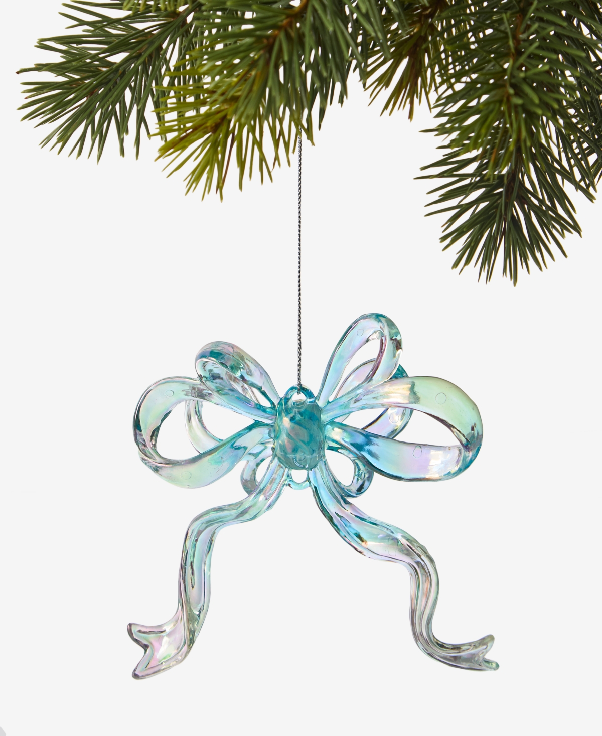 Holiday Lane Pastel Shine Blue Glitter Bow Ornament, Macy's Exclusive In Blue