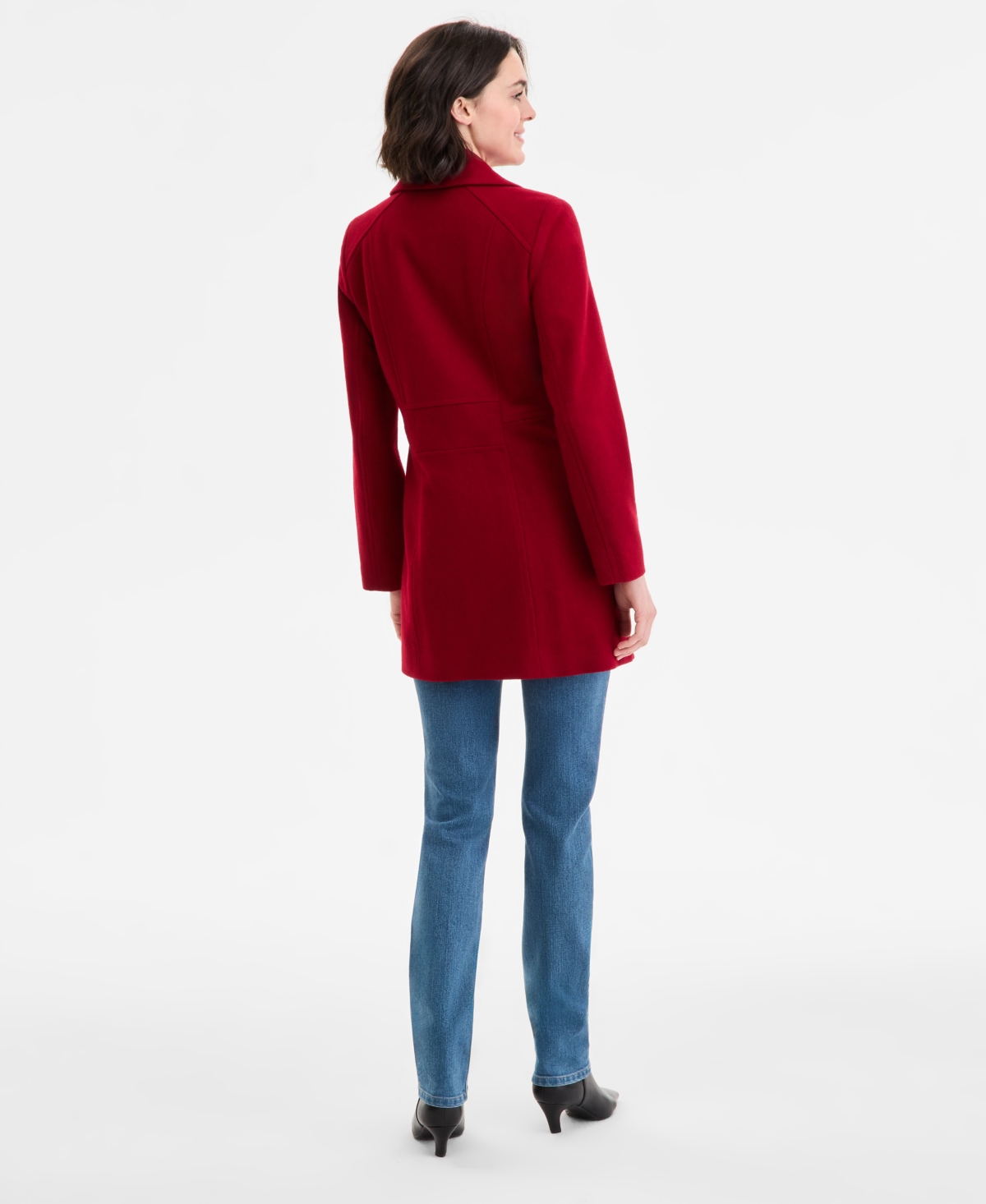 Anne Klein Women's Double-breasted Peacoat, Exclusively At Macy's In Red