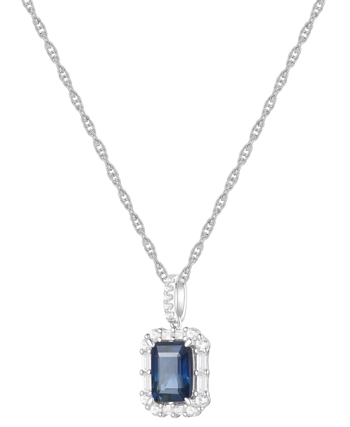 Macy's Emerald (1 Ct. T.w.) & Diamond (1/4 Ct. T.w.) Halo 17" Pendant Necklace In 14k Gold (also In Ruby An