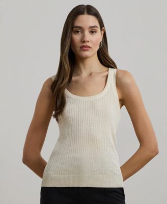 Women's Rib-Knit Linen-Blend Sweater Tank Top