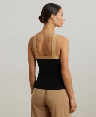 Women's Two-Tone Cotton-Blend Sweater Tank