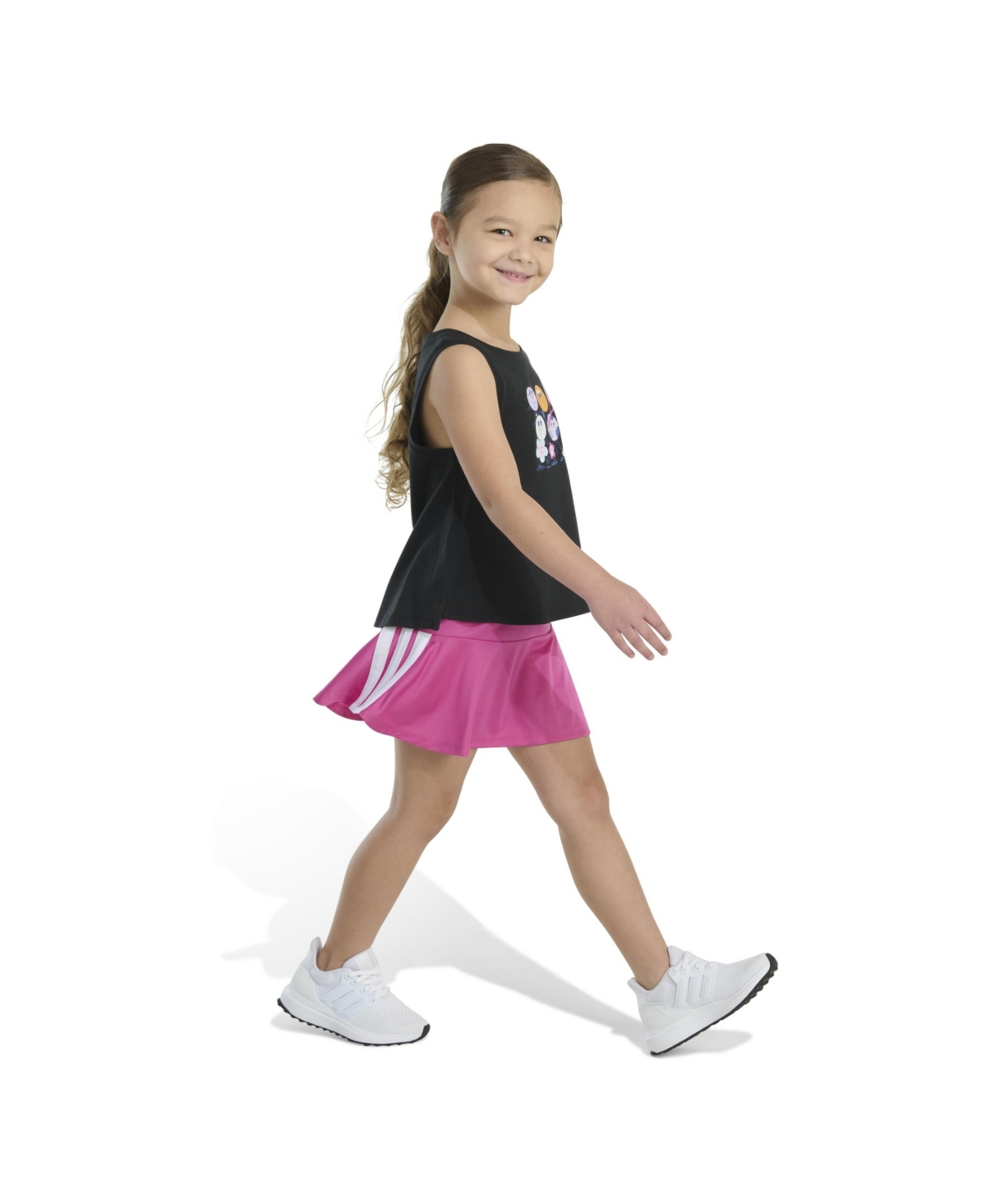 Adidas Originals Toddler And Little Girls 2-piece Waist Tank And 3-stripe Skort Set In Black
