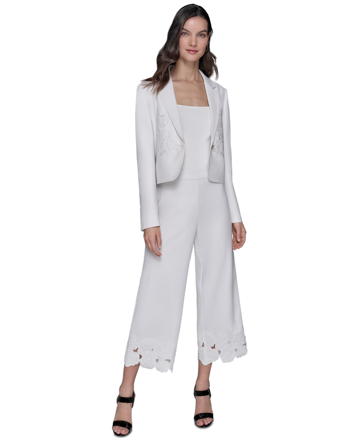 Karl Lagerfeld Women's Cropped Embroidered Blazer