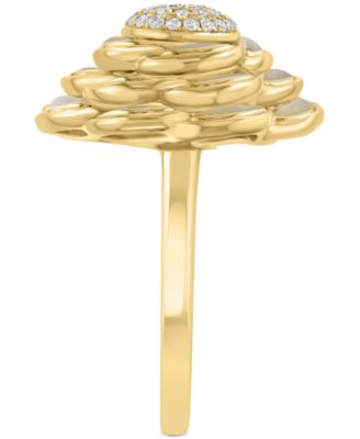 EFFY&reg; Mother of Pearl & Diamond (1/5 ct. t.w.) Flower Statement Ring in 14k Gold