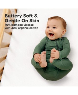 2pk Aereo Fitted Crib Sheets for Boys, Girls, 52x28 Standard Baby Crib Mattress Sheets, Bamboo Viscose Cotton