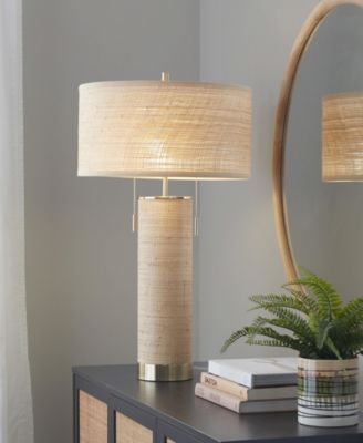 29" Rattan Cylinder Table Lamp