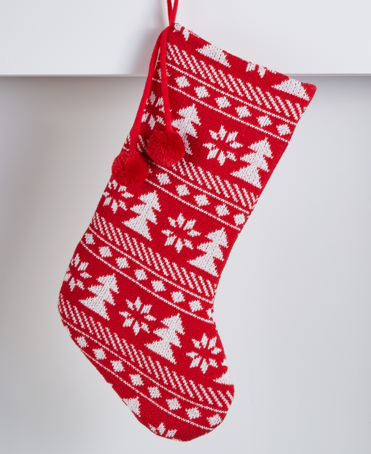 Holiday Lane Heritage Red And White Fabric Stocking, Macy's Exclusive