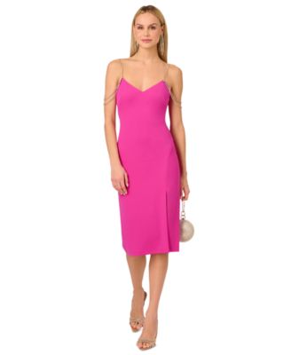 Adrianna - Women's Embellished-Strap Crepe Sheath Dress