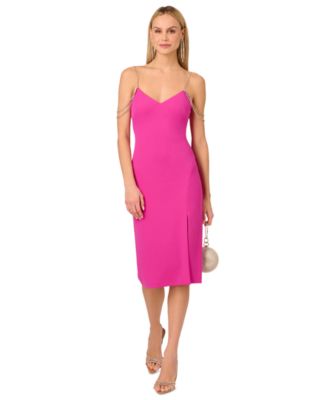 【海外限定】AdriannaPapell ドレス☆Pink Embellished Crepe Sh Adrianna Women's Embellished-Strap Crepe Sheath Dress - Macy's