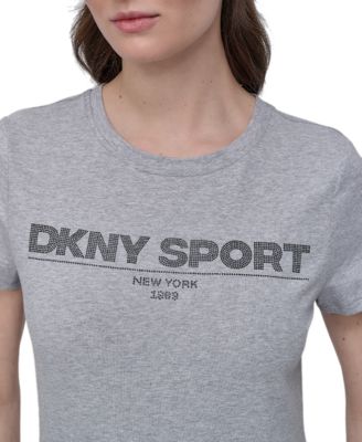 Women's Cotton-Blend Rhinestone-Logo T-Shirt