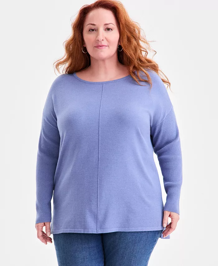 Plus Size Knit Seam-Front Tunic Top - thumbnail 5