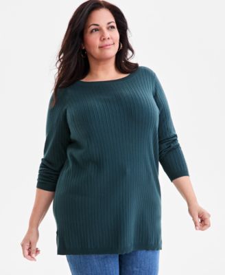 Style & Co - Plus Size Legacy Strip Long-Sleeve Top