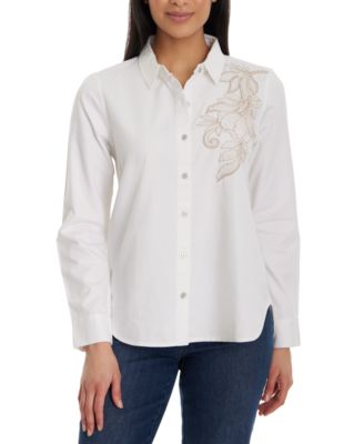 Gloria Vanderbilt - Women's Laine Cotton Embroidered Shirt