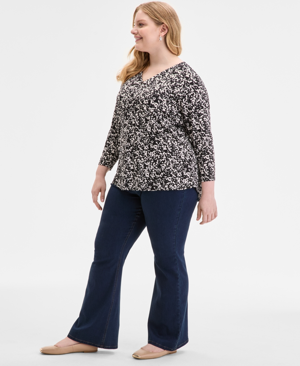 Jones New York Plus Floral-Print Top