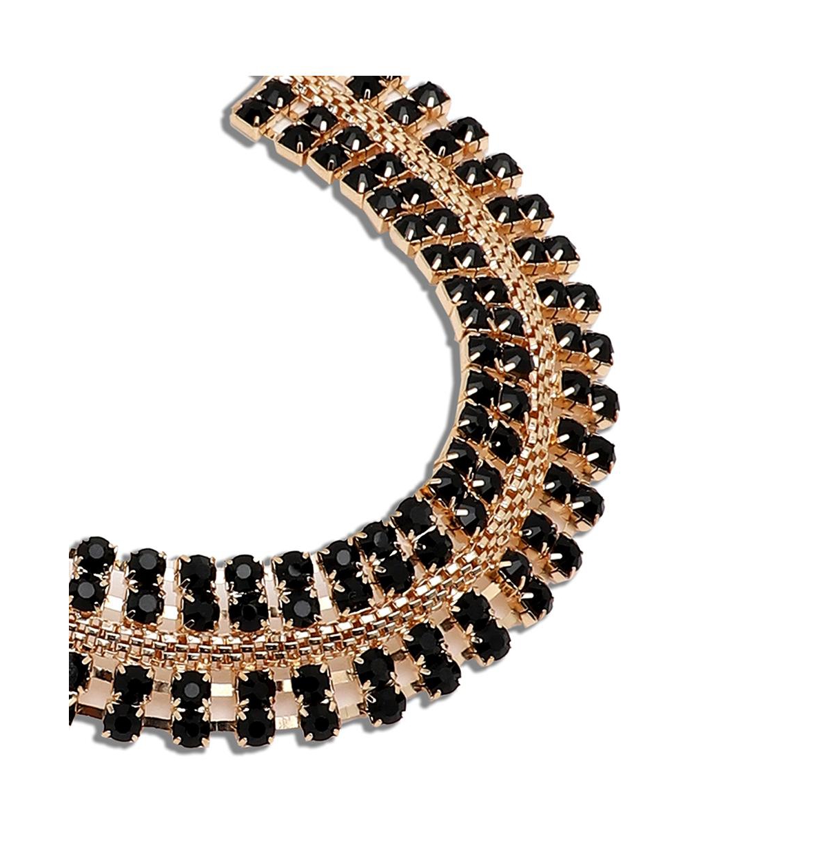 Sohi Women's Gold Plated Party Designer Stone Necklace In Black