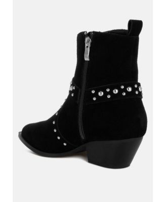 Womens Rodeo Studded Suede Ankle Boots