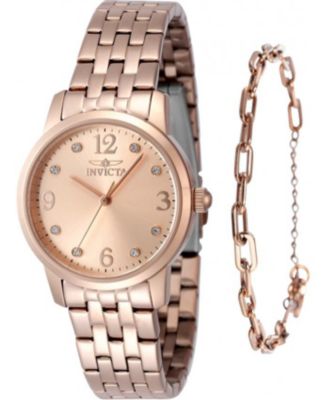 Women's 48257 Angel Quartz 3 Hand Rose Gold Dial Watch