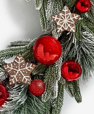 Heritage Pine And Red Ornaments Wreath, Macy's Exclusive 