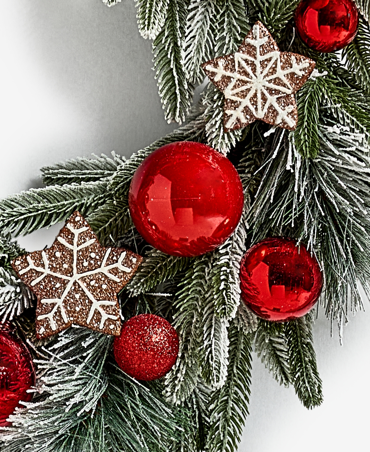 Holiday Lane Heritage Pine And Red Ornaments Wreath, Macy's Exclusive In Green