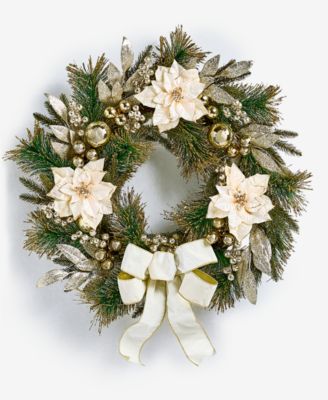 Holiday Lane - Opulence Floral And Bow Wreath