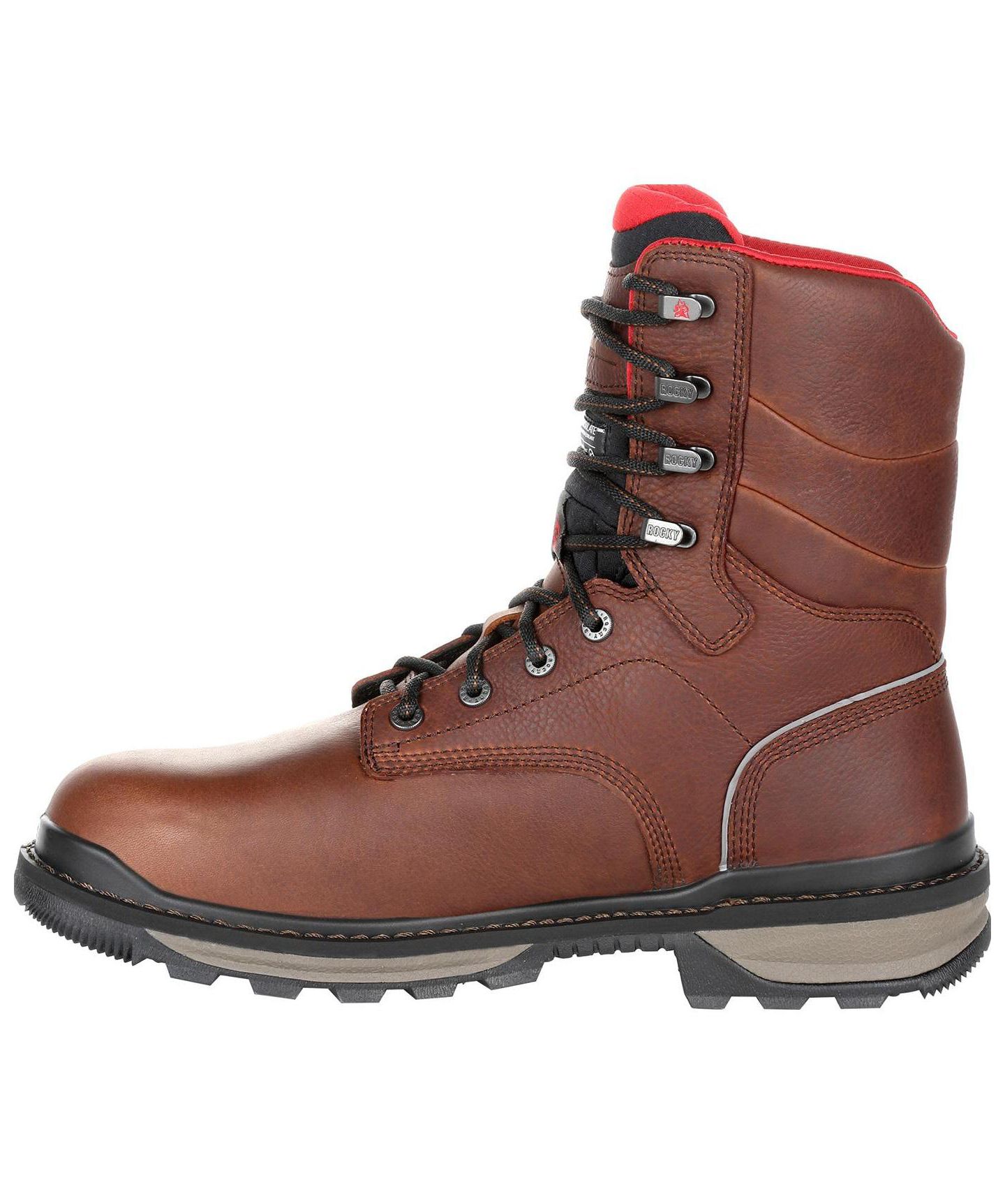 Мужские ботинки ROCKY Rams Horn Composite Toe Waterproof 800G Insulated Work Boot, цвет: Тёмный коричневый — фото 7
