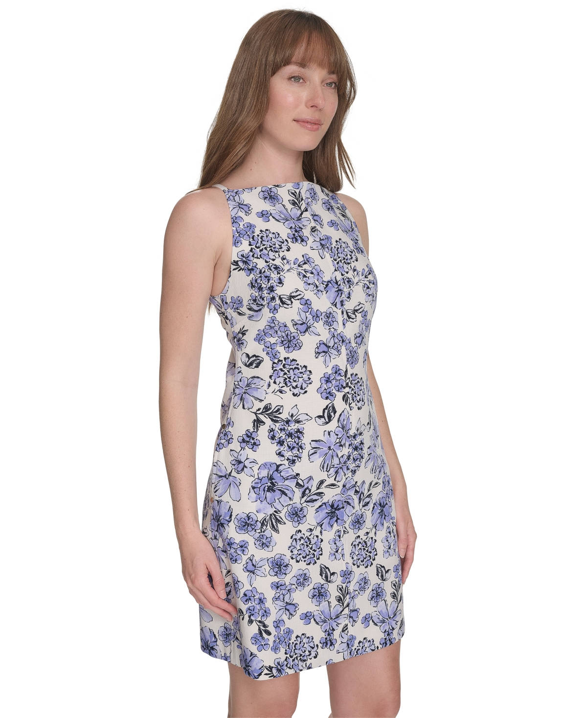 Tommy Hilfiger Petite Printed Hopsack Sleeveless Dress