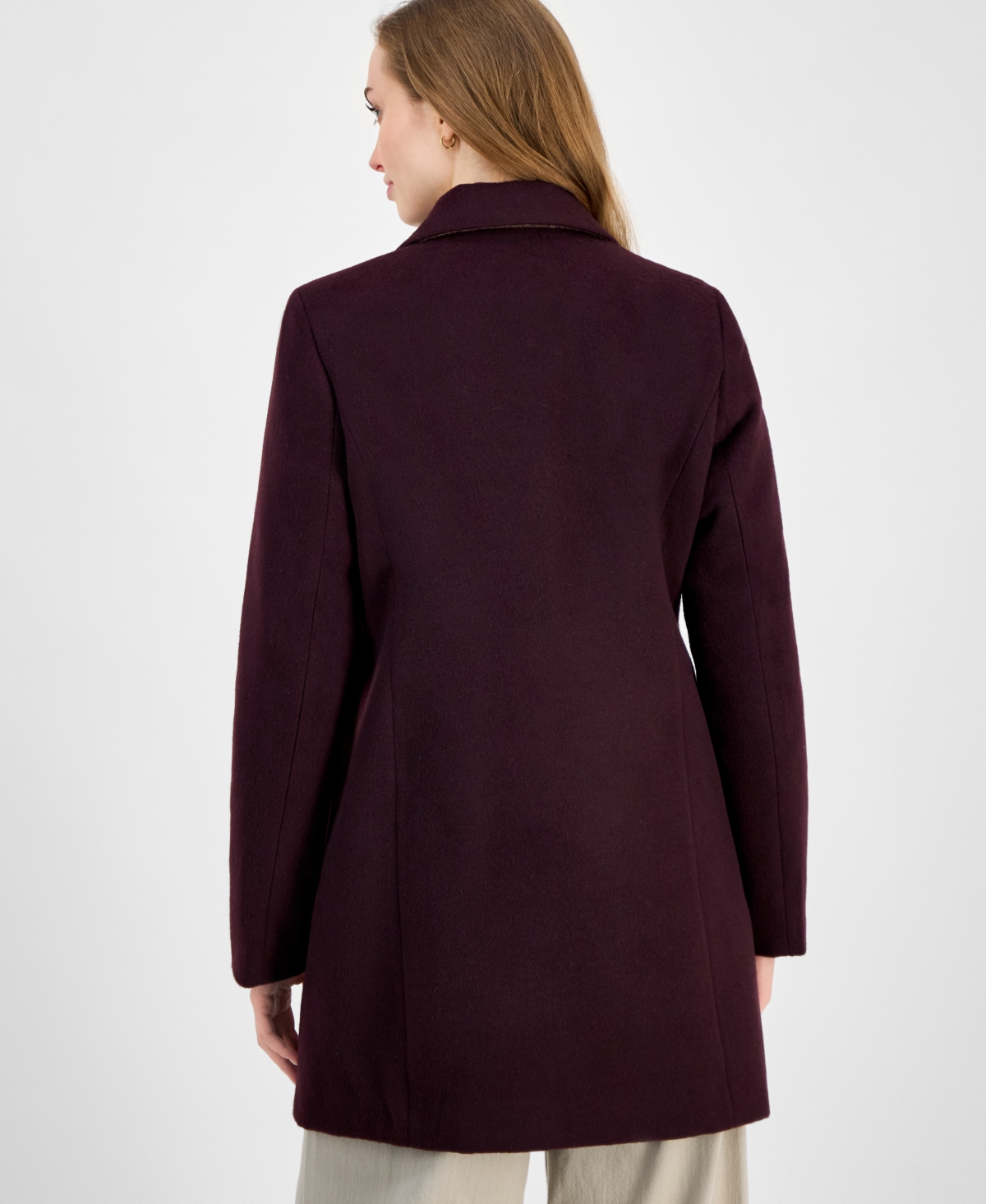 Maralyn & Me Juniors' Single-breasted Walker Coat In Burgundy