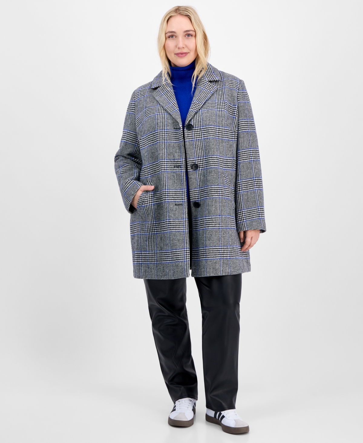 Maralyn & Me Trendy Plus Size Single-breasted Walker Coat In Gray