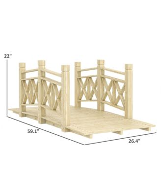 5 ft. Wood Garden Bridge with Safety Handrails Backyard Bridge,