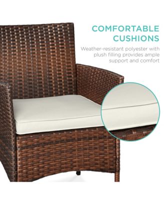 3-Piece Outdoor Wicker Conversation Patio Bistro Set, w/ 2 Chairs, Table