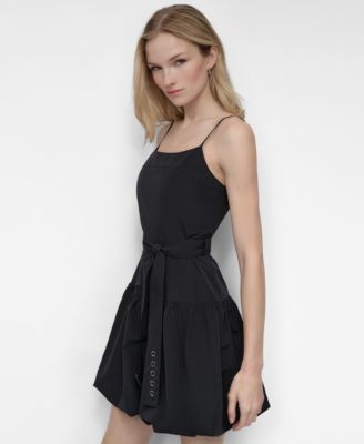 Women's Sleeveless Belted Bubble-Hem Dress
