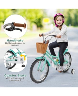 16/18 Inch Kids Bike with Training Wheels, 2 Brake System, and Adjustable Seat for Ages 4-8
