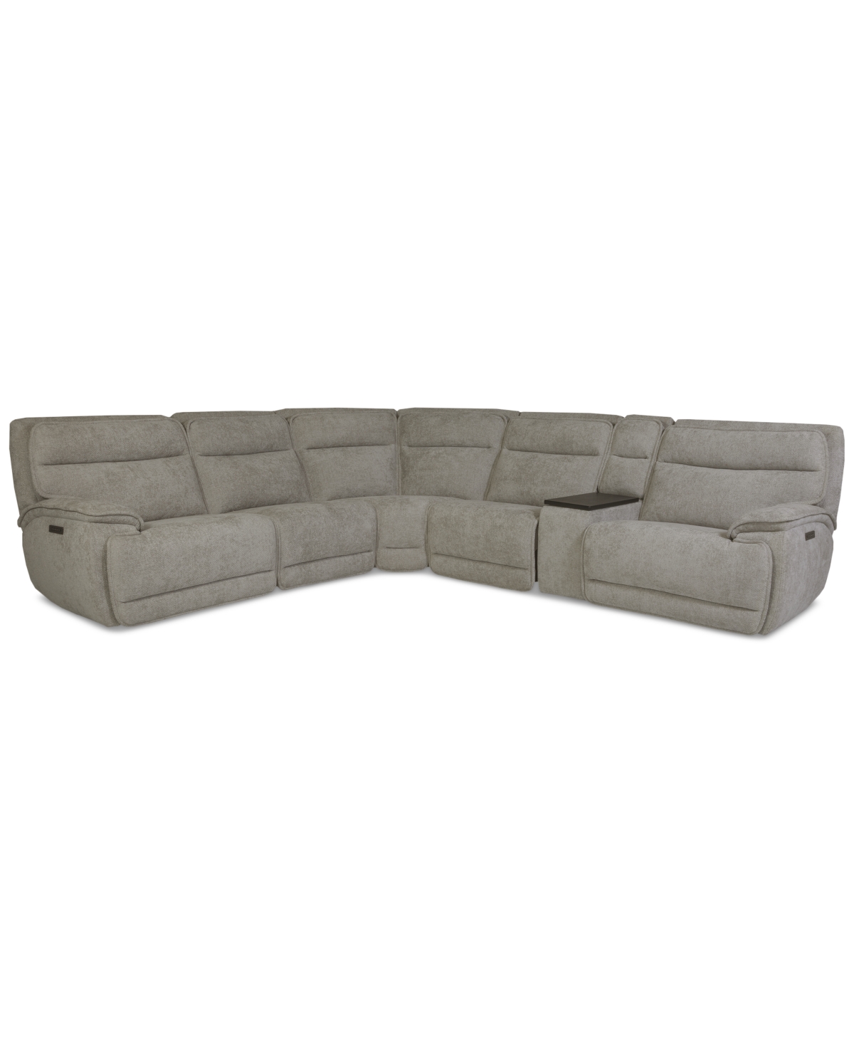 Macy's Ozryn 6-pc. Fabric Sectional With Console And 2 Power Motion Chairs, Exclusively At  In Gray