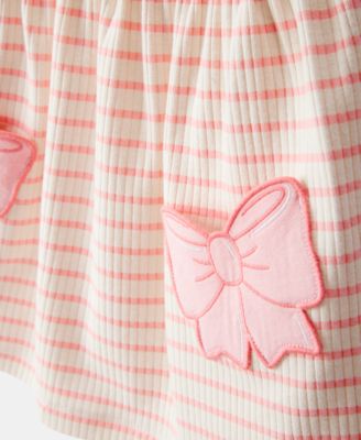 Toddler Girls Bows Striped Short-Sleeve Dress