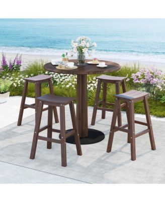 29" Patio Bar Stool Set of 2 with Curved Seat & Footrests for Backyard Outdoor