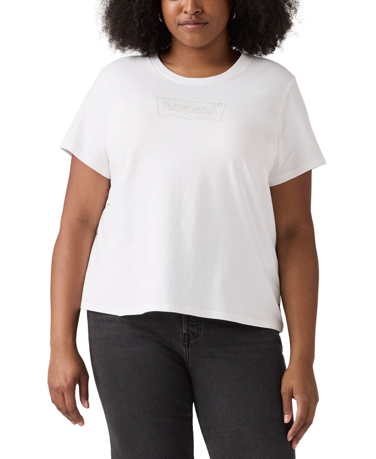 Plus Size Cotton Perfect Logo T-Shirt - Shine Plus Bright White