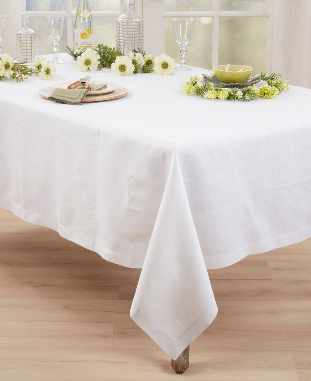 Shop Saro Lifestyle Pure Linen Tablecloth, 59" X 120"
