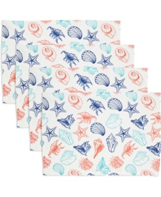 Ocean Breeze Sea Shells Cotton Placemats, 14" x 20"
