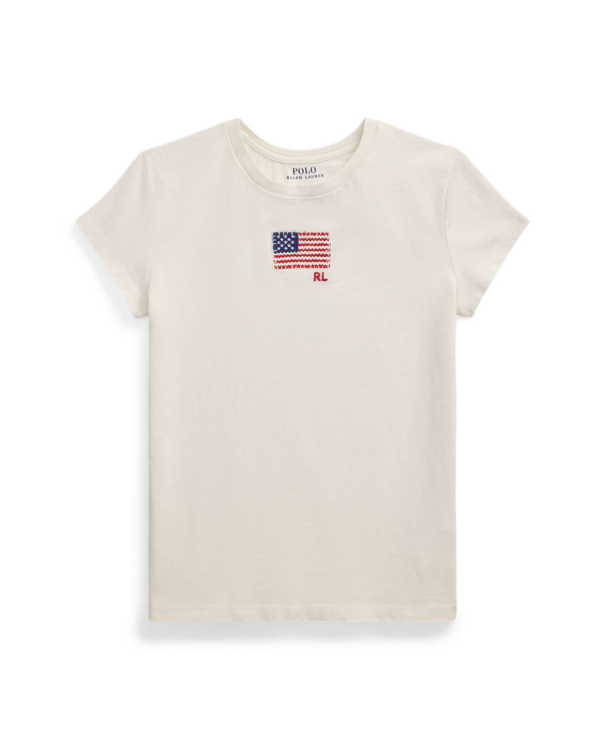 Polo Ralph Lauren Big Girls Flag-applique Jersey T-shirt