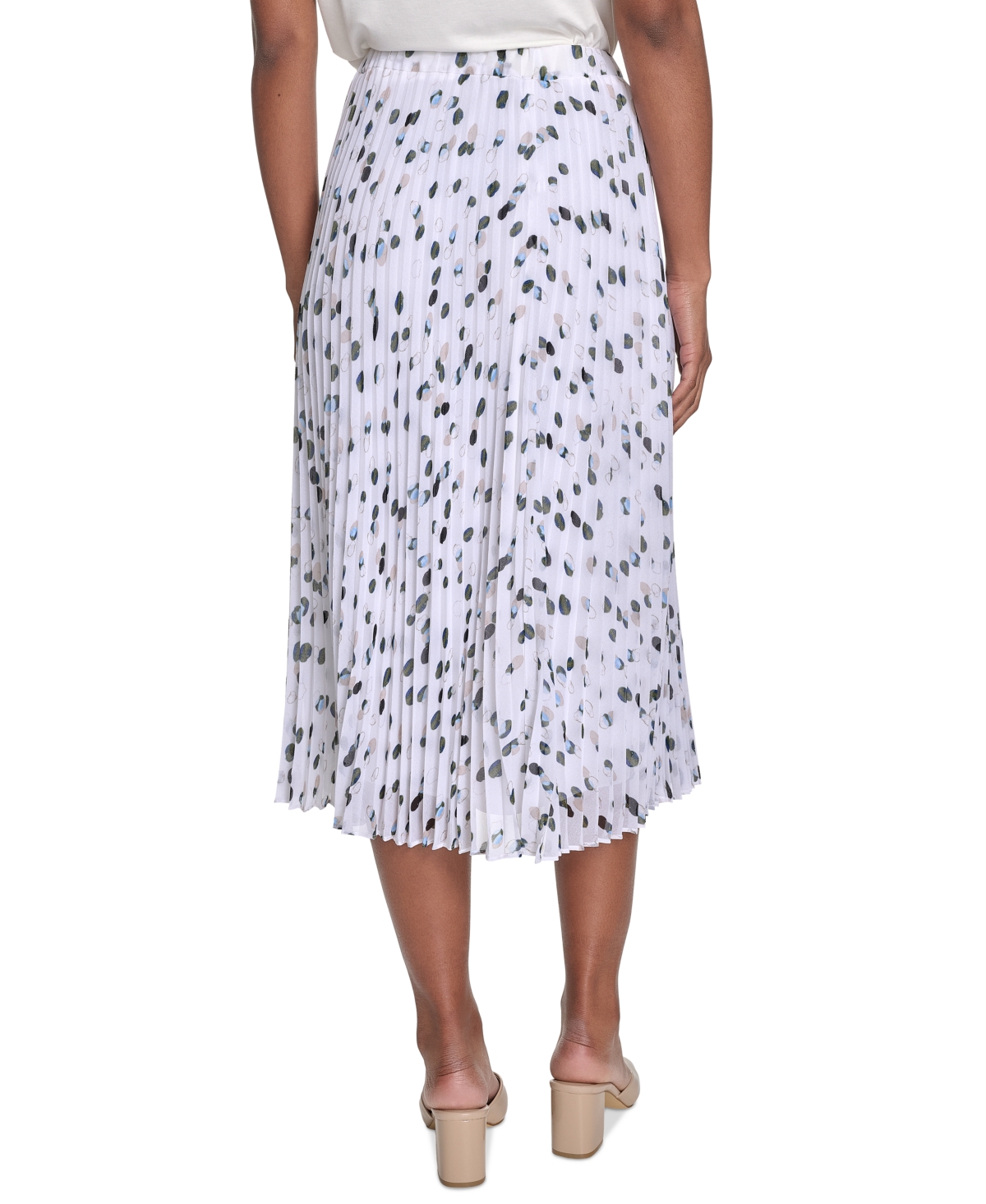 Calvin Klein Petite Dot-print Pleated Midi Skirt
