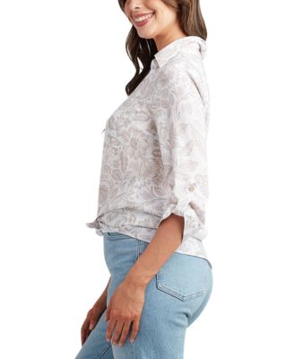 Juniors' Printed Button-Up Shirt