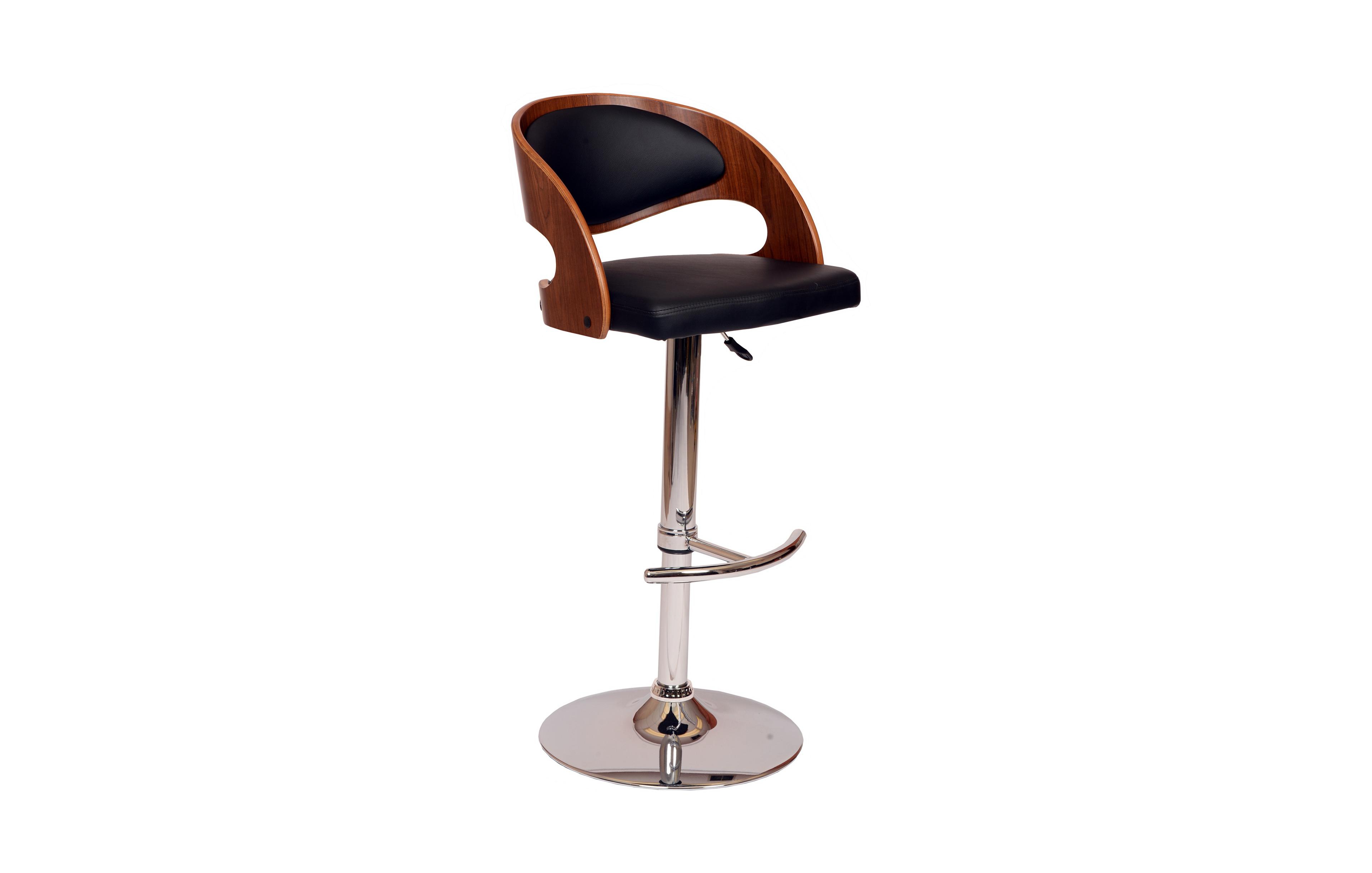 Low Back Adjustable Bar Stool – Faux Leather Seat with Chrome Finish