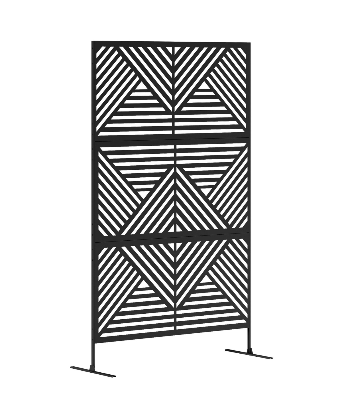 Metal Outdoor Privacy Screen Outdoor Divider Trellis Rhombus - Black