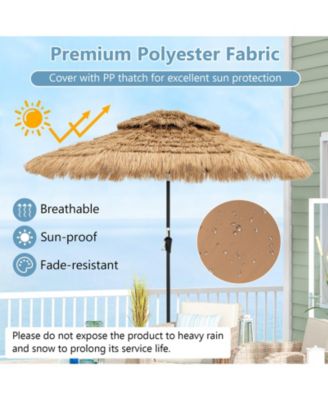 7 FT Hawaiian Style Umbrella Sun-proof Thatched Patio Tiki Umbrella w/8 Ribs
